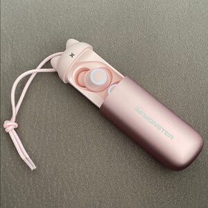 Monster Pink Cat Themed Wireless Earbuds with Charging Case